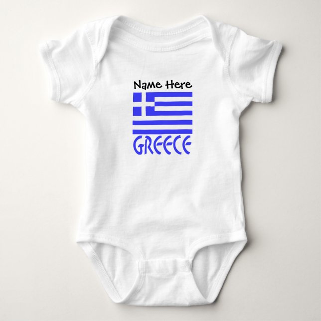 Body Para Bebê Bandeira Grega Personalizada  (Frente)