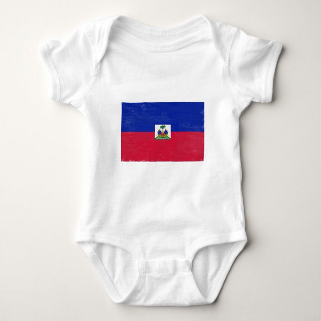 Body Para Bebê Bandeira haitiana afligida (Frente)