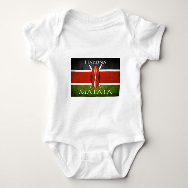 Body Para Bebê Bandeira Hakuna Matata do Kenyan (Frente)