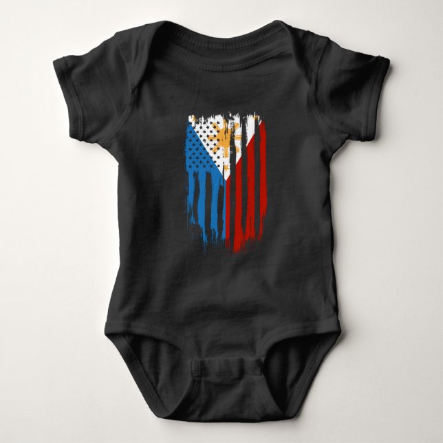 Body Para Bebê Bandeira Metade Americana das Filipinas (Frente)