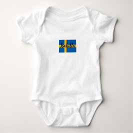 Body Para Bebê Bandeira moderna da Suécia Nome personalizado suec