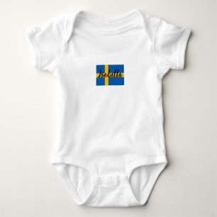 Body Para Bebê Bandeira moderna da Suécia Nome personalizado suec