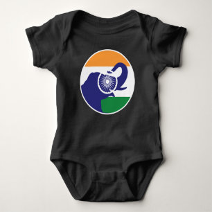 Body Para Bebê Bandeira Nacional Indiana do Elefante Asiático da 