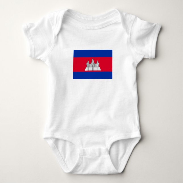 Body Para Bebê Bandeira Patriótica do Camboja (Frente)