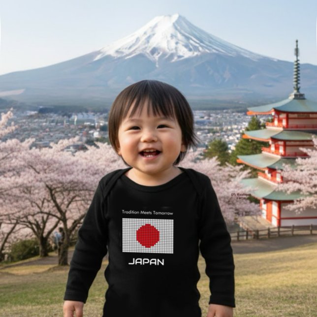 Body Para Bebê Bandeira pixelada do Japão (Criador carregado)