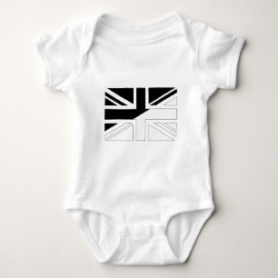 Body Para Bebê Bandeira preto e branco de Union Jack Ingleses
