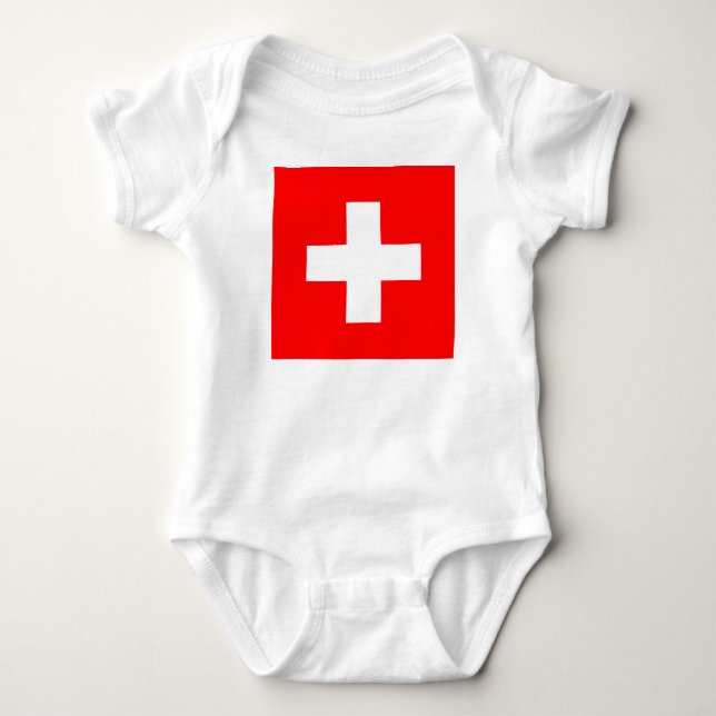 Body Para Bebê Bandeira Suíça (Suiça) (Frente)