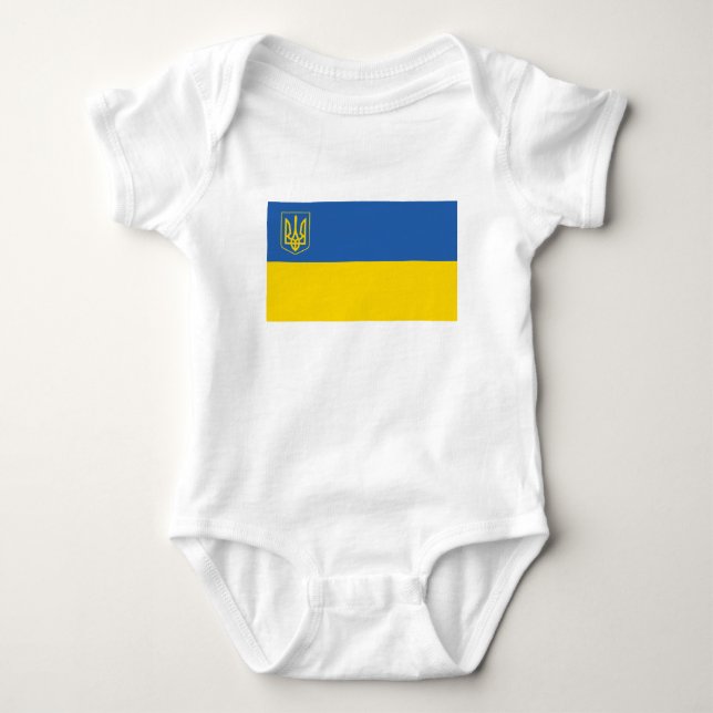 Body Para Bebê Bandeira Trident da Ucrânia (Frente)