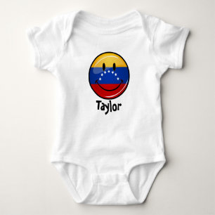 Body Para Bebê Bandeira venezuelana de sorriso redonda lustrosa