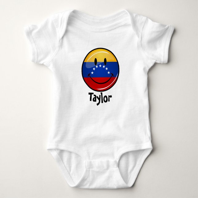 Body Para Bebê Bandeira venezuelana de sorriso redonda lustrosa (Frente)