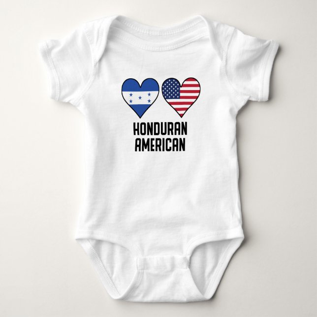 Body Para Bebê Bandeiras americanas do coração do Honduran (Frente)