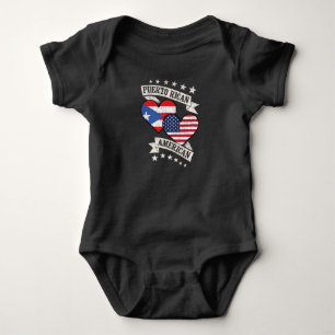 Body Para Bebê Bandeiras do Coração Porto-Ricanas Americanas Port