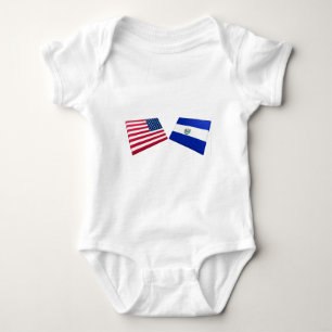 Body Para Bebê Bandeiras dos E.U. & do El Salvador