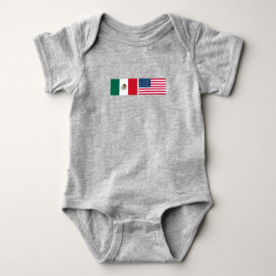 Body Para Bebê Bandeiras mexicanas e americanas lado a lado