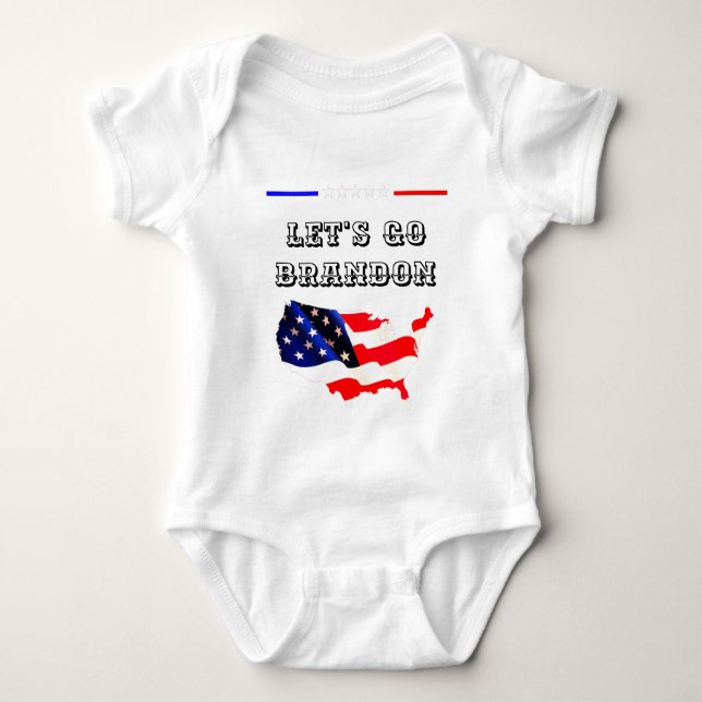 Body Para Bebê Bandeirinha Personalizada LET'S GO BRANDON Trump 2 (Frente)
