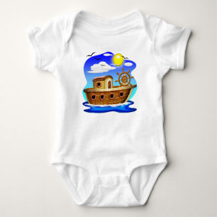 Body Para Bebê Barco de Pesca Cartoon