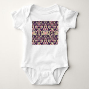 Body Para Bebê Barroco clássico, papel de parede floral vintage.