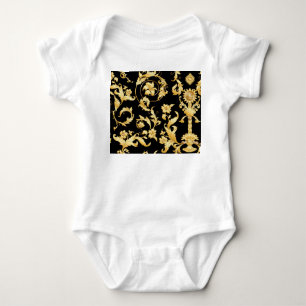 Body Para Bebê Barroco Rococo, Padrão Floral Vitoriano.
