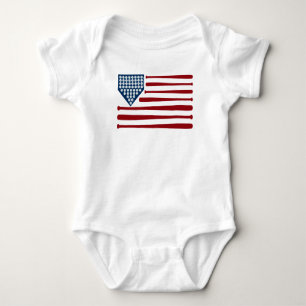 Body Para Bebê Baseball USA Flag Bats & Balls - GraphicLoveShop