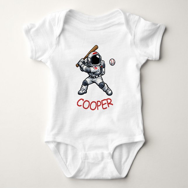Body Para Bebê Basebol Astronauta (Frente)