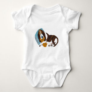 Body Para Bebê Basset adormecido com ursinho