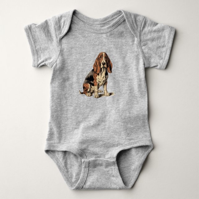 Body Para Bebê Basset Hound (Frente)