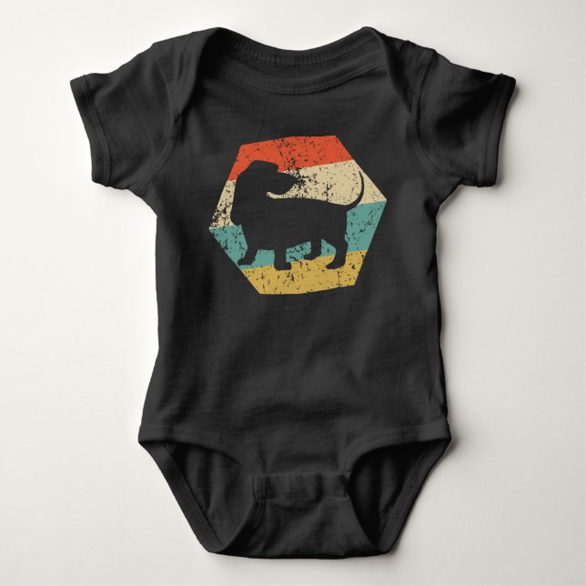 Body Para Bebê Basset Hound Dog Breed Retro Distressed Hexagon (Frente)
