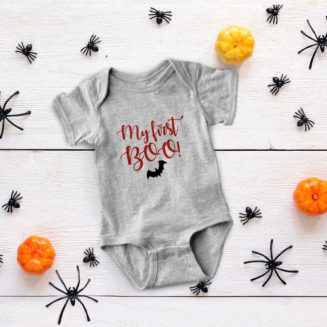 Body Para Bebê Bat Halloween Meu Primeiro Boo! (Halloween Bat My First Boo! Baby Bodysuit)