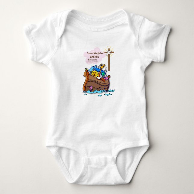 Body Para Bebê Batismo Arca de Noé Netas Personalizado (Frente)