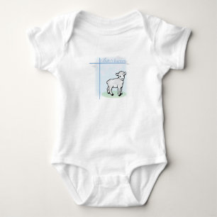 Body Para Bebê Batismo Blue Boy Lamb, Personalizável