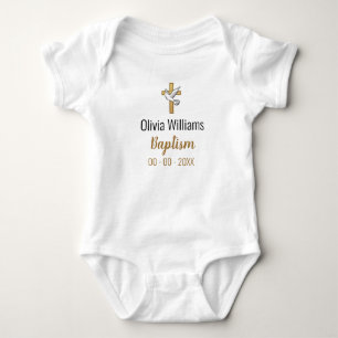 Body Para Bebê Batismo com o Cross and Dove Keepsasaame