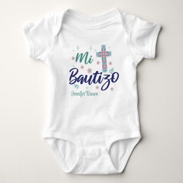 Body Para Bebê Batismo De Bebê Personalizado, Mi Bautizo Bapt Esp (Frente)