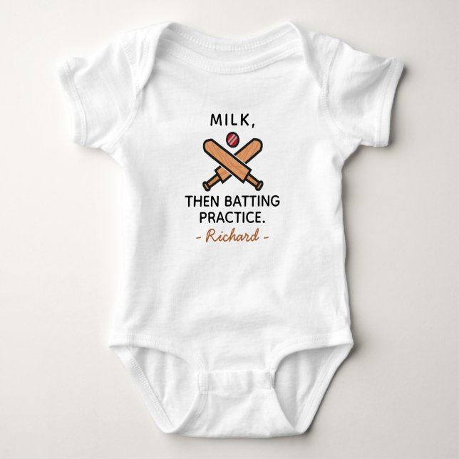 Body Para Bebê Batter Baby Shower Milk Then Batting Cricket (Frente)