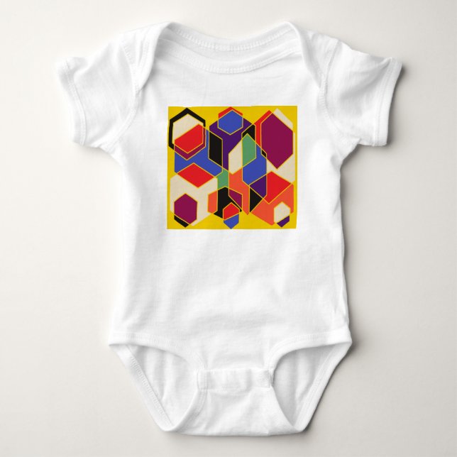 Body Para Bebê Bauhaus Hexágonos (Frente)