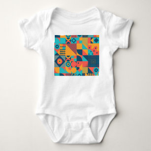Body Para Bebê Bauhaus Retro: Musical Geométrico dos anos 70