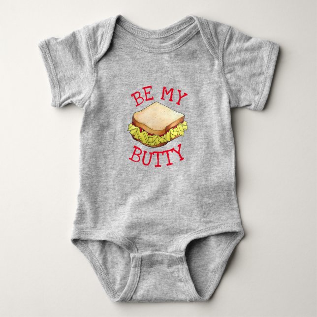 Body Para Bebê BE MEU BUTTY Inglês Compro Sandwich UK Foodie (Frente)