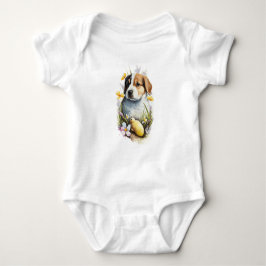 Body Para Bebê Beagle Cute Puppy no Campo das Flores