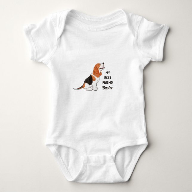 Body Para Bebê Beagle Dog Meu Melhor Nome Personalizado (Frente)