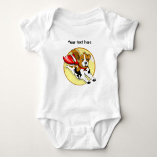 Body Para Bebê Beagle vestindo uma capa de super-herói