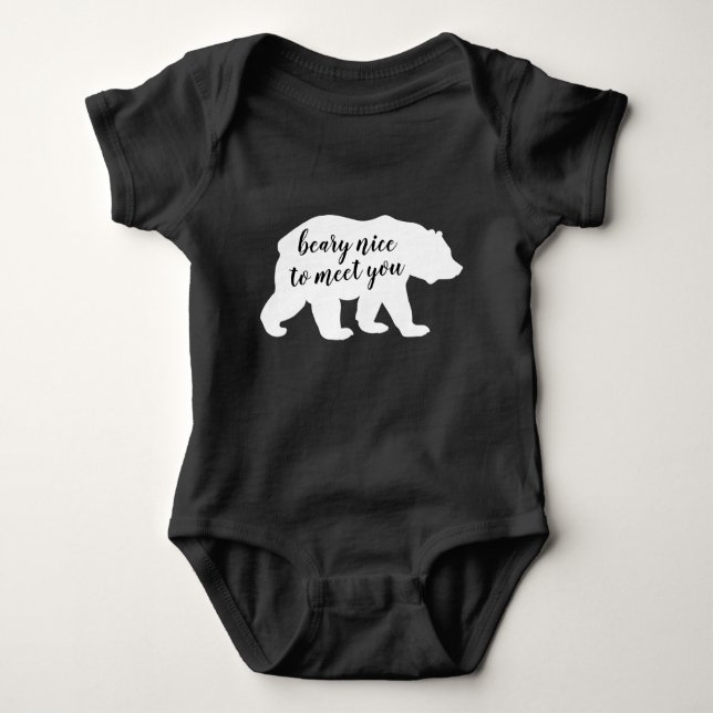Body Para Bebê Bear Silhouette é um prazer conhecê-lo (Frente)