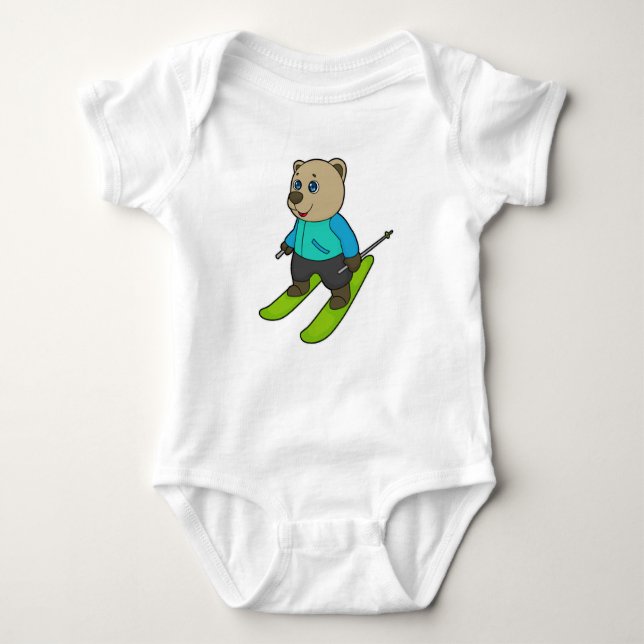 Body Para Bebê Bear Skier Ski (Frente)