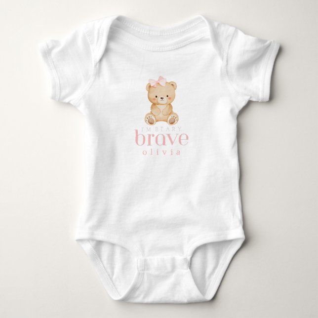 Body Para Bebê beary brave childhood cancer sick kids custom name (Frente)