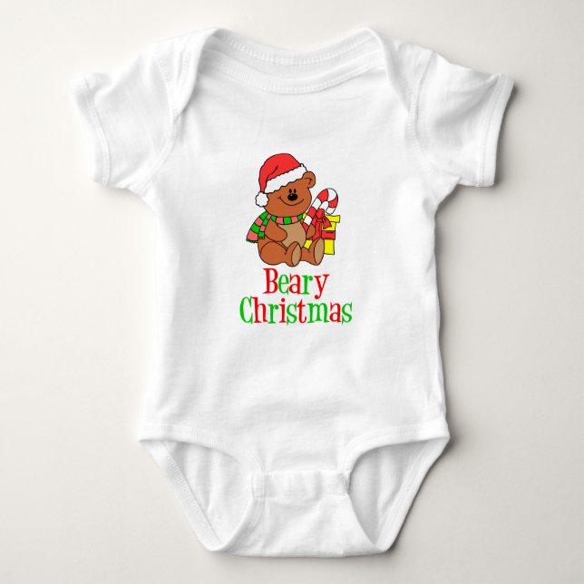 Body Para Bebê Beary Christmas Cartoon Bear (Frente)