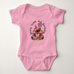 Body Para Bebê Beary Sweet segundos aniversários T-shirts e prese