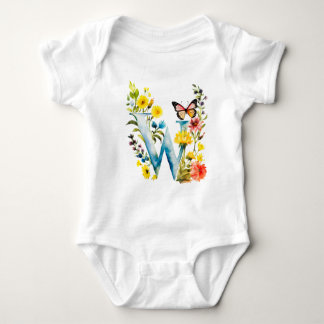 Body Para Bebê Beautiful Wildflower Butterfly Monogram