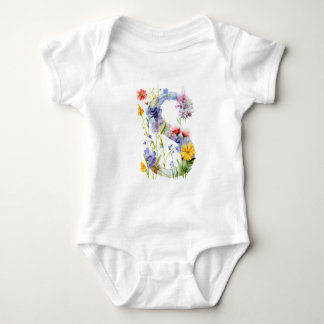 Body Para Bebê Beautiful Wildflower Butterfly Monogram