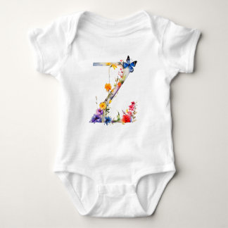Body Para Bebê Beautiful Wildflower Butterfly Monogram