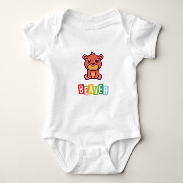 Body Para Bebê Beaver Baby Jersey - Bodusca (Frente)