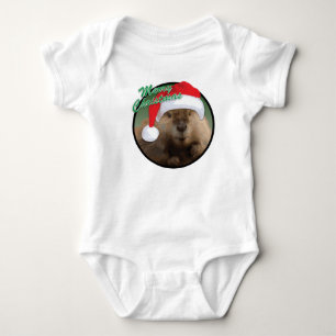 Body Para Bebê Beaver de Natal - Bebê Jersey Bodyfit