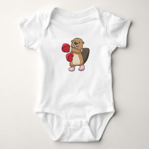 Body Para Bebê Beaver no Boxing com luvas no Boxing